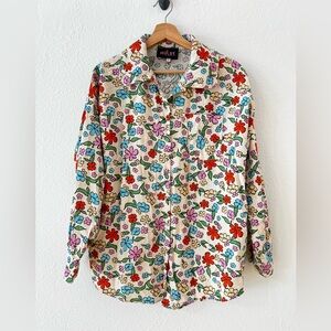 Molby the Label colorful floral textured women’s blouse shirt size 8